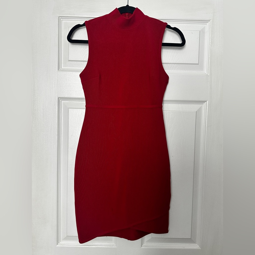 Express Red Sleeveless Mock Turtleneck Cocktail Dress